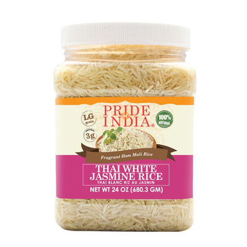 Pride Of India Thai White Jasmine Rice, Fragrant Hom Mali Rice, 1.5 Pound Jar
