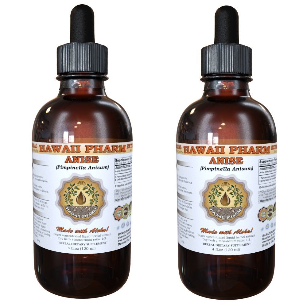Hawaii Pharm Organic Anise Liquid Extract Tincture, 2 Fl Oz (Pack of 2), Glass
