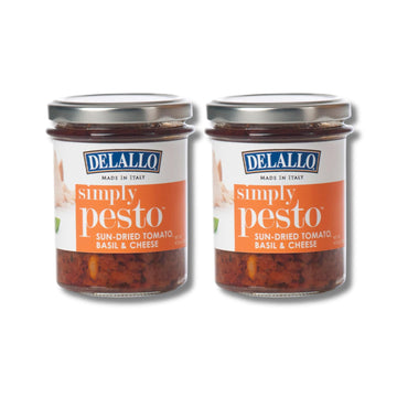 DeLallo Sun-Dried Tomato Basil Pesto Sauce, Made with Sweet Sun-Dried Tomatoes, Fresh Basil and Pecorino Romano Cheese, 6.35 oz 