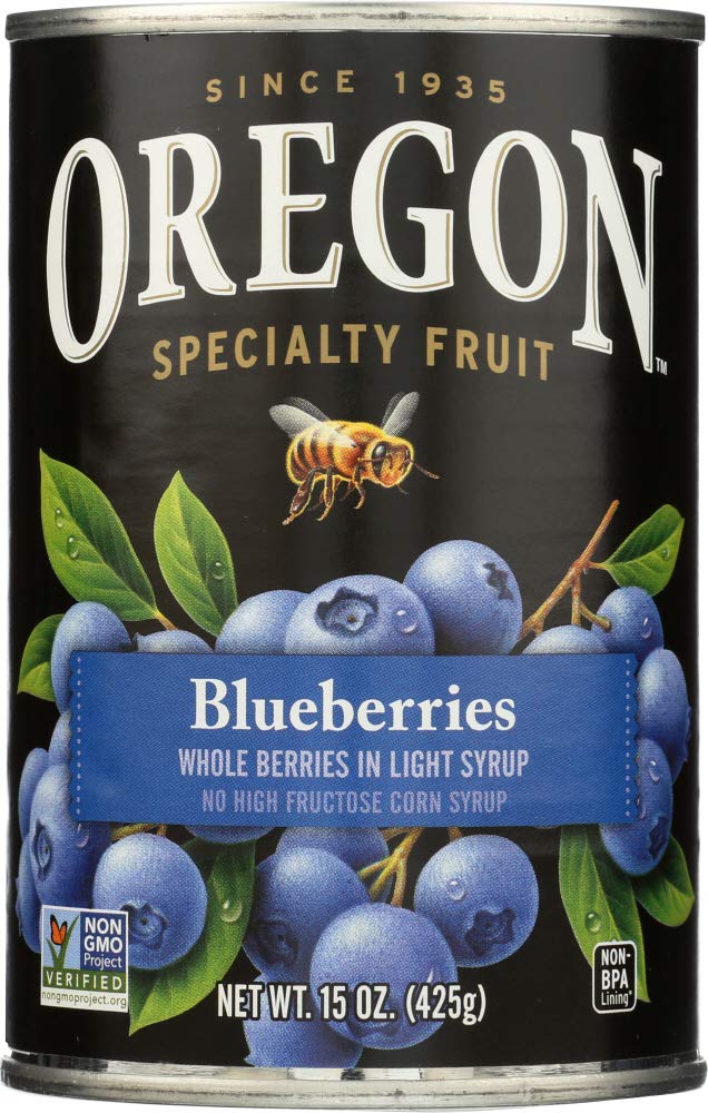 Oregon Fruit Products Blueberries in Light Syrup, 15 oz (4 pack)