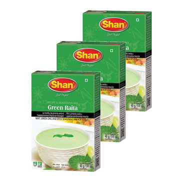 Shan Green Raita Recipe and Seasoning Mix 1.41 oz (40g) - Mint, Green Chili and Spice Seasoning Powder for Yogurt - Suitable for