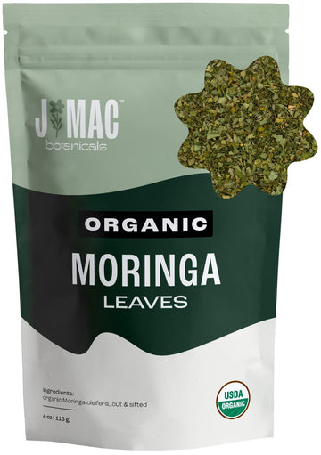 J Mac Botanicals Organic Moringa Leaves, Moringa Leaf, Moringa Tea, Dried Organic Moringa Leaves From The Egyptian Nile Valley, 