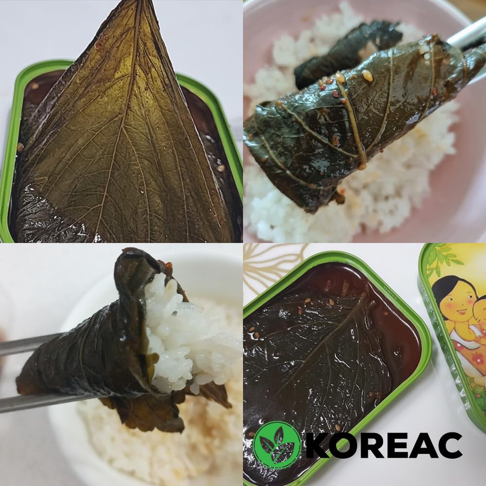 Koreac_Sesame Leaves In Soy Sauce (2.4 Oz, 70G, 2 Pack)_Korean Instant Food Banchan Side Dishes