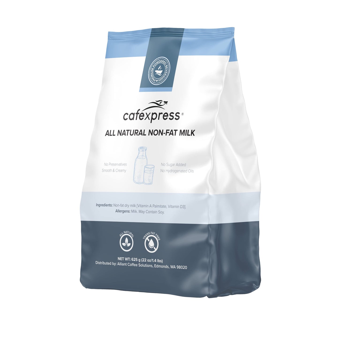 Wolfgang Puck Cafe Xpress 100% All Natural Milk Powder - 8 x 22 oz. bag