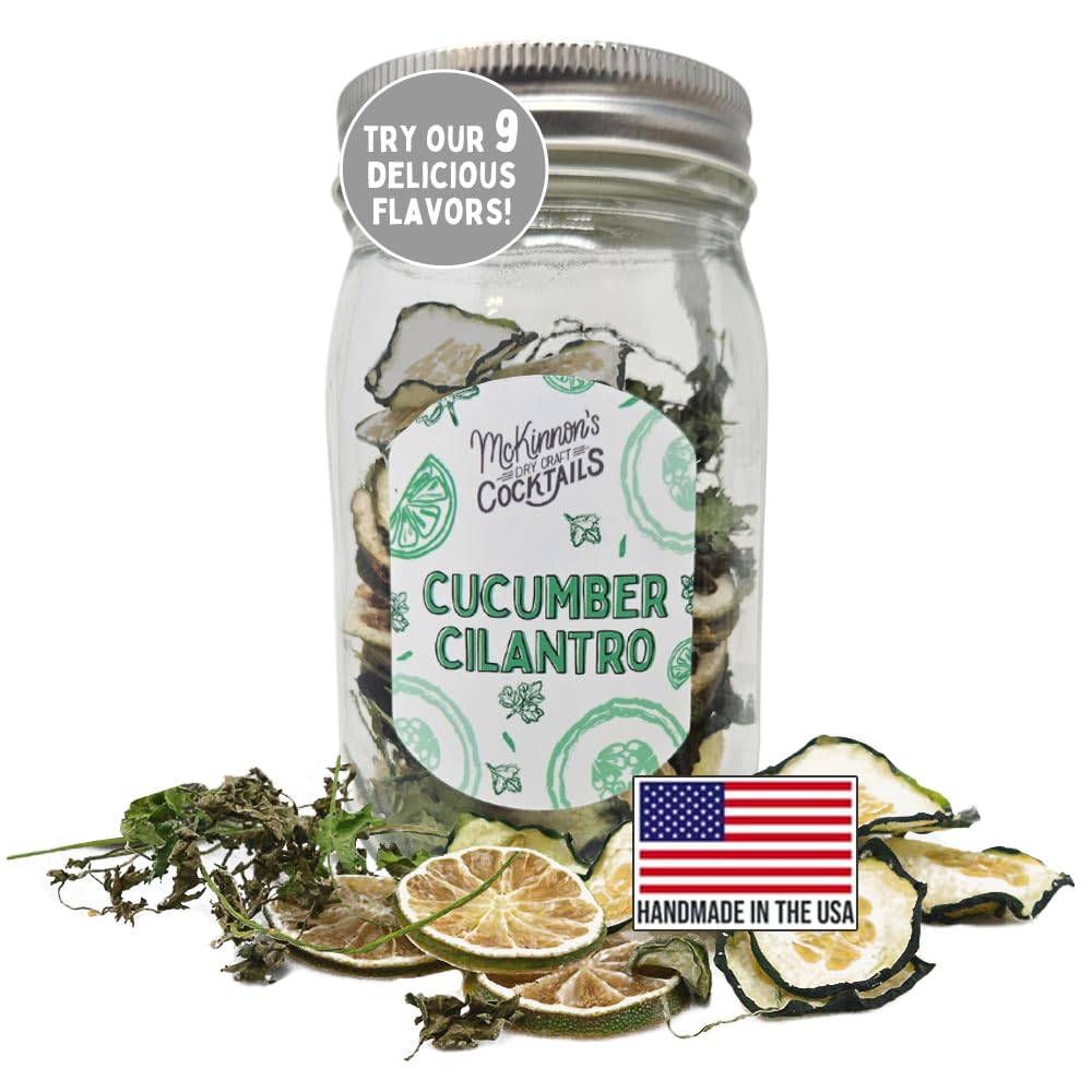 McKinnons Dry Craft Cocktails Dehydrated Fruits and Herbs, DIY Mixology, Infusion Kit, Mason Jar Serves 8 - 16 Drinks (Cucumber 