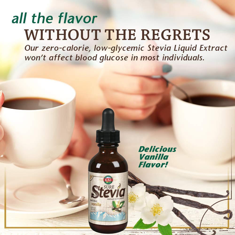 KAL Pure Stevia Extract, Vanilla Flavor, 1.8 Fl Oz, Model 021245642954