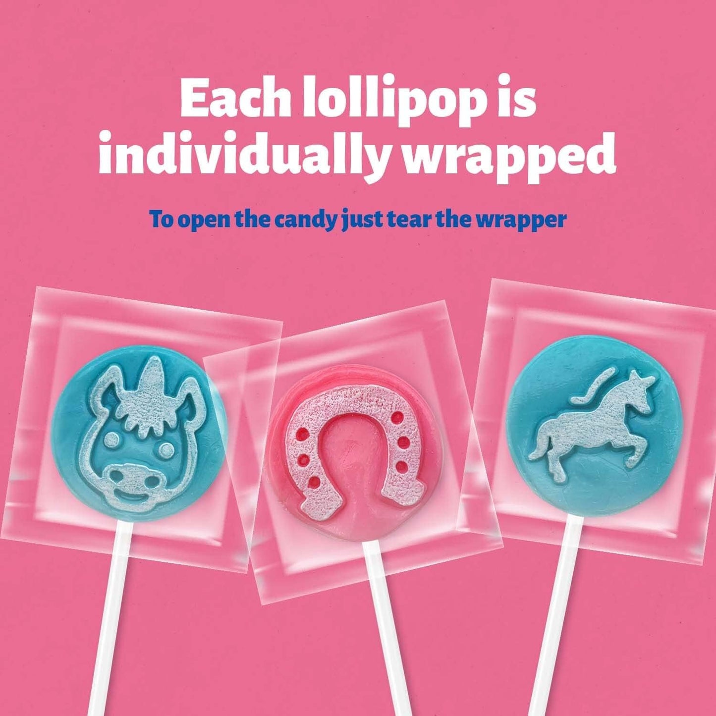 Unicorn Mega Lollipops - 2 Pound Bulk Pack (48 Count) - Cotton Candy Flavor - Icing Tattoo Gender Reveal Hard Candy