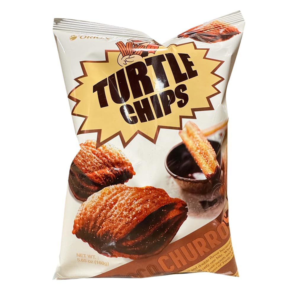 Orion Turtle Chips, Churros 4 Layered Crispy Structure, 5.65 oz, Korean Snack Pack Of 6
