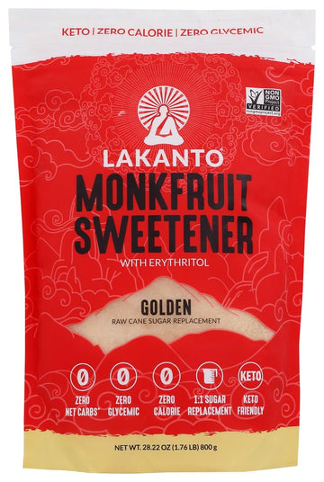 Monk Fruit Sweetener All Natural Sugar Substitute, Golden, 28.22 Ounce (Pack Of 2)