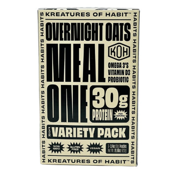 Kreatures Of Habit Meal One | Overnight & Instant Superfood Protein Meal Replacement | Gluten Free, Dairy Free, 30G Of Plant Based Protein, With No Added Sugar (7 Pack, Variety)