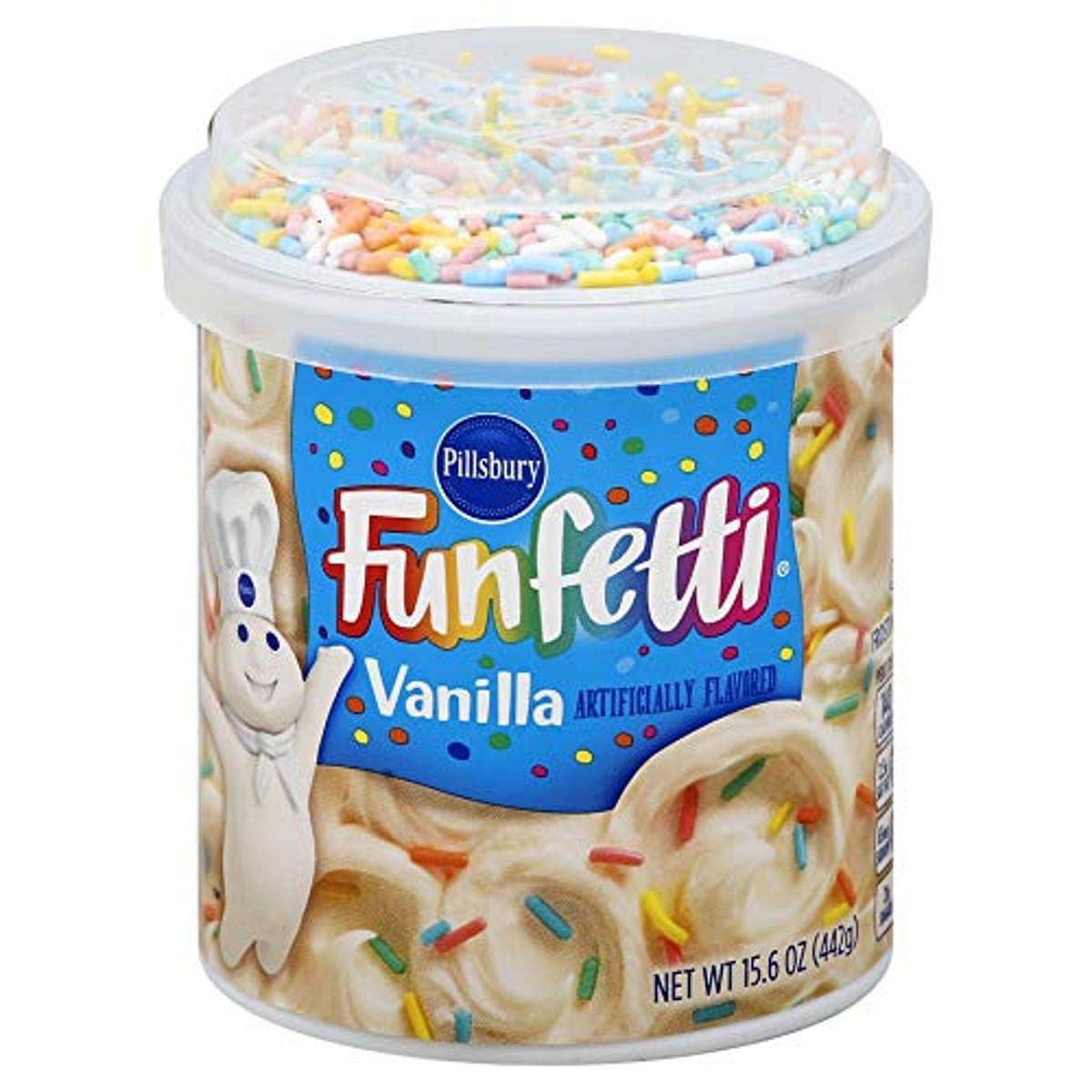 Pillsbury Funfetti Vanilla Flavored Frosting, 15.6-Ounce (Pack of 8)
