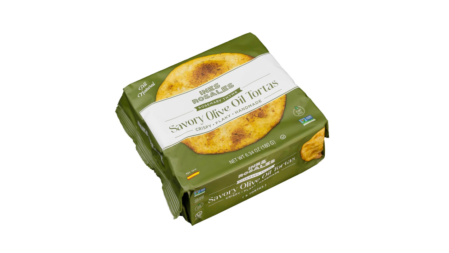 Ines Rosales Rosemary and Thyme Olive Savory Oil Tortas (Tortas Aceite con Romero y Tomillo) 6.34 Oz (180 g) pack, contains six