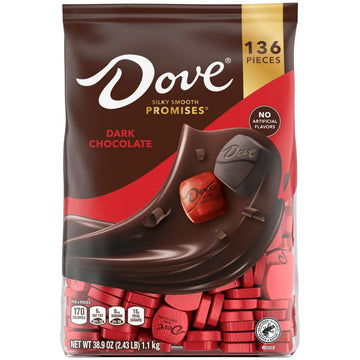 Dove Promises Dark Chocolate Candy - Bulk Chocolate Candy Individually Wrapped, 136 Ct Bulk Bag