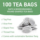 HANDPICK Organic Moringa Tea Bags - 100 Count, Non-GMO, Caffeine Free, Eco-conscious Round Bags
