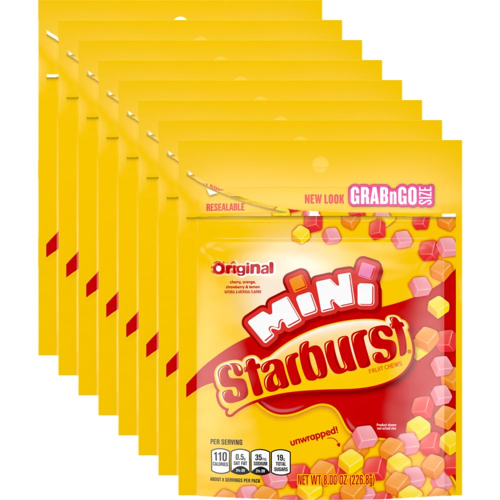 Starburst Fruit Chews Candy - Original Minis, 8Oz (Pack Of 8) - Delicious Starburst, Mini Candy, Bulk Box