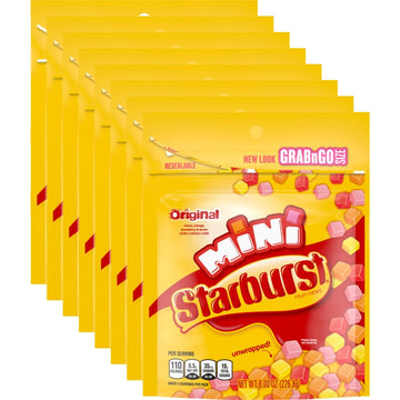 Starburst Fruit Chews Candy - Original Minis, 8Oz (Pack Of 8) - Delicious Starburst, Mini Candy, Bulk Box