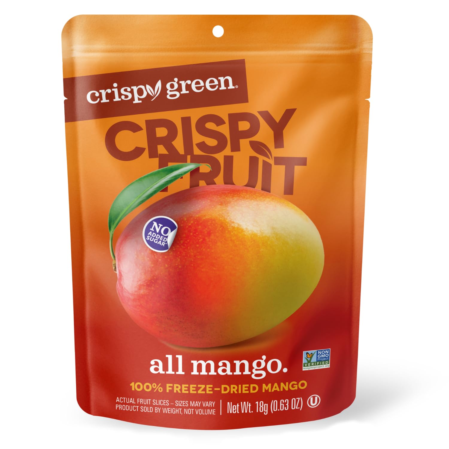 Crispy Green Freeze-Dried Mango Fruit Snacks, No Sugar Added, 0.63 Ounce (Pack of 12)