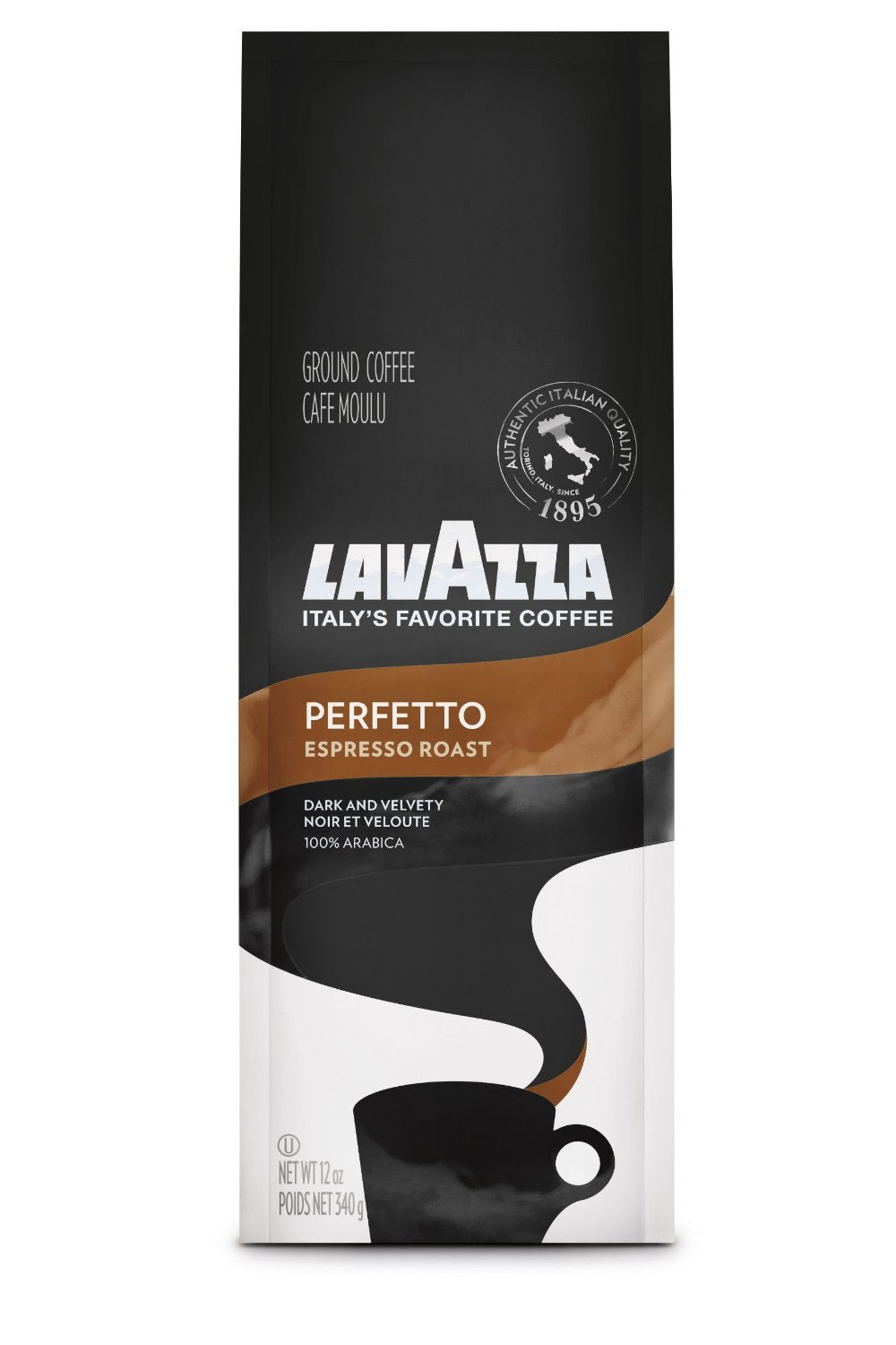 Lavazza Perfetto Ground Coffee, Espresso Roast, 12 oz Bag, Brown