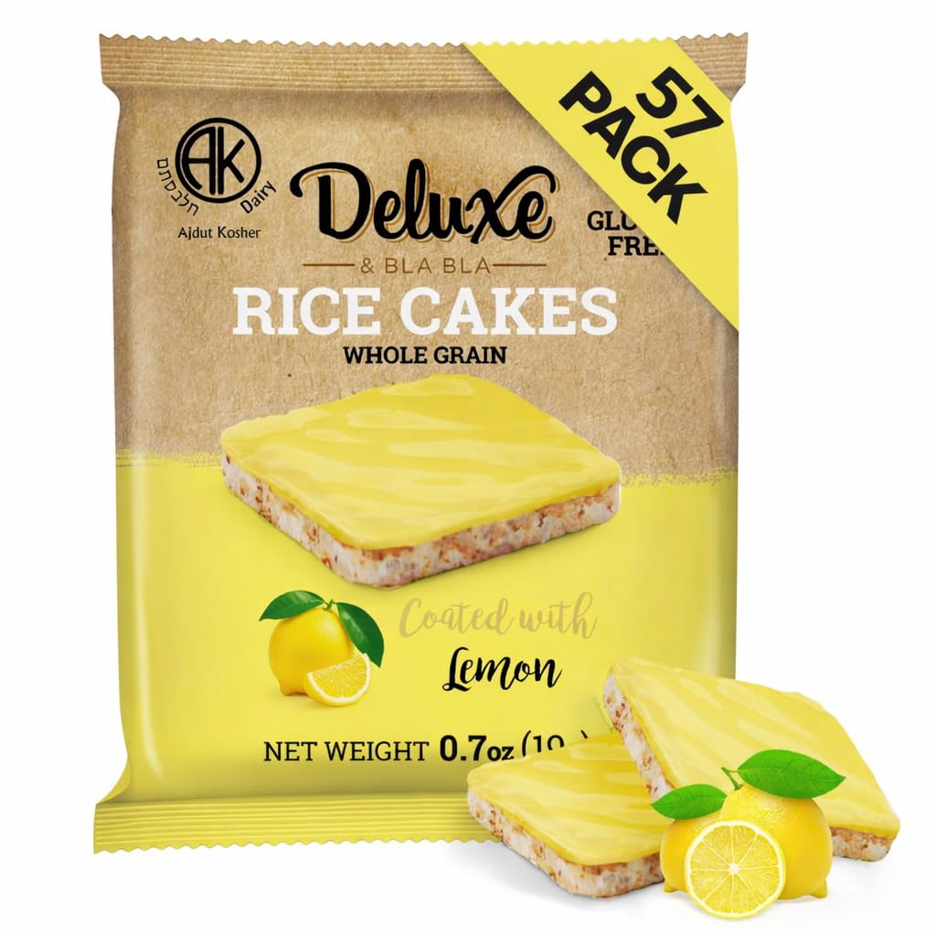 Deluxe & Bla Bla Rice Cakes 57 Pack - Whole Grain, Gluten-Free, Kosher, Low-Calorie Snack - Coated with Lemon - Healthy & Crunch