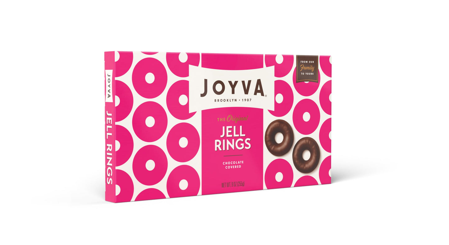 Joyva Jell Rings - The Original Gourmet Chocolate Confection with a Sweet Jelly Filling - Kosher Parve, Vegan, Non-Dairy, No Gluten   - Made in Brooklyn - 5-lb. Bulk Box, Approximately 165 Pieces