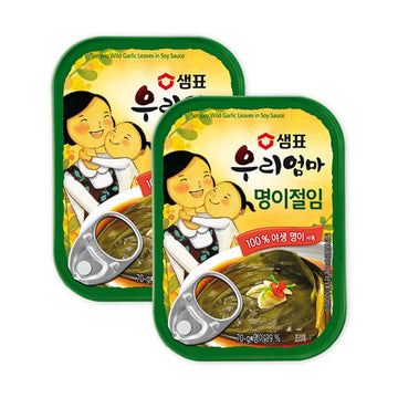 KOREAC_ Garlic Leaves In Soy Sauce (2.4 oz, 70g, 2 PACK) _Korean Instant Food Banchan Side Dishes