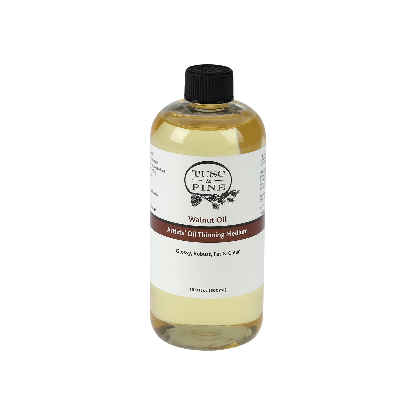 Tusc & Pine Walnut Oil for Painting - 16.9 Oz Bottle, 2 Pack - Professional Artists Paint Medium, Increase Sheen, Slows Drying 