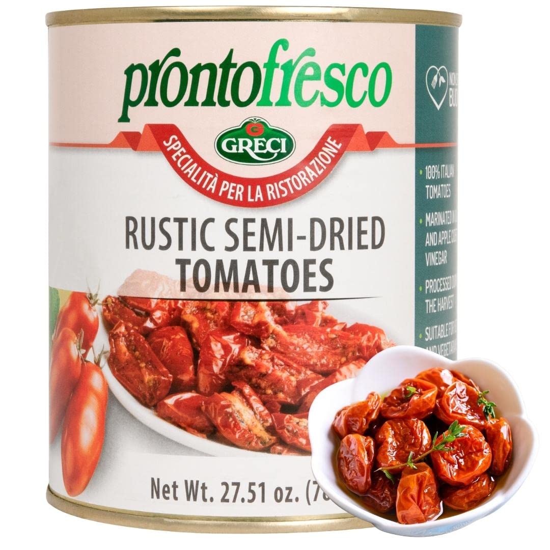 Semi Dried Tomatoes In Oil, 27.5 Oz, Italian Sundried Tomatoes. Soft Oven Roasted Tomatoes By Greci Pronto Fresco.