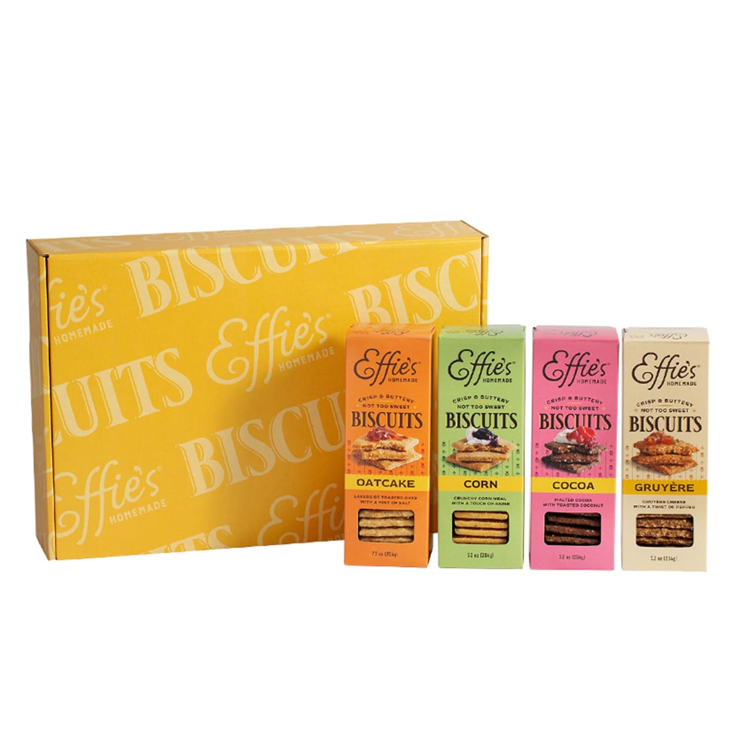 Effies Homemade Biscuits - Specialty Assortment - Oatcakes, Cocoa, Corn, Gruyre - 4 Pack