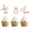 Donoter 48 Pcs Rose Gold Glitter Diamond Ring Cupcake Toppers Love I Do Cake Picks For Wedding Engagement Party Decorations