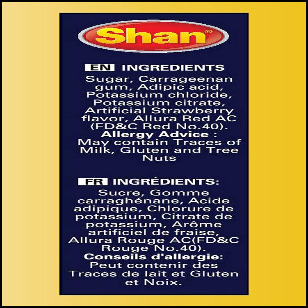 Shan Jelly Crystals Strawberry, Instant Jello, Vegetarian-Friendly, 2.82 oz (80g), Airtight Bag in a Box