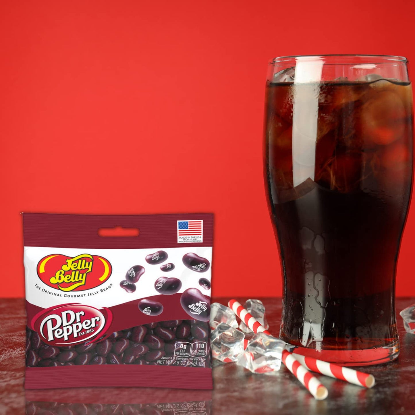 Dr. Pepper Jelly Beans, Soda Flavored Chewy Candies, Bulk Individually Bagged Shareable Candies, Pack Of 3, 3.5 Ounces