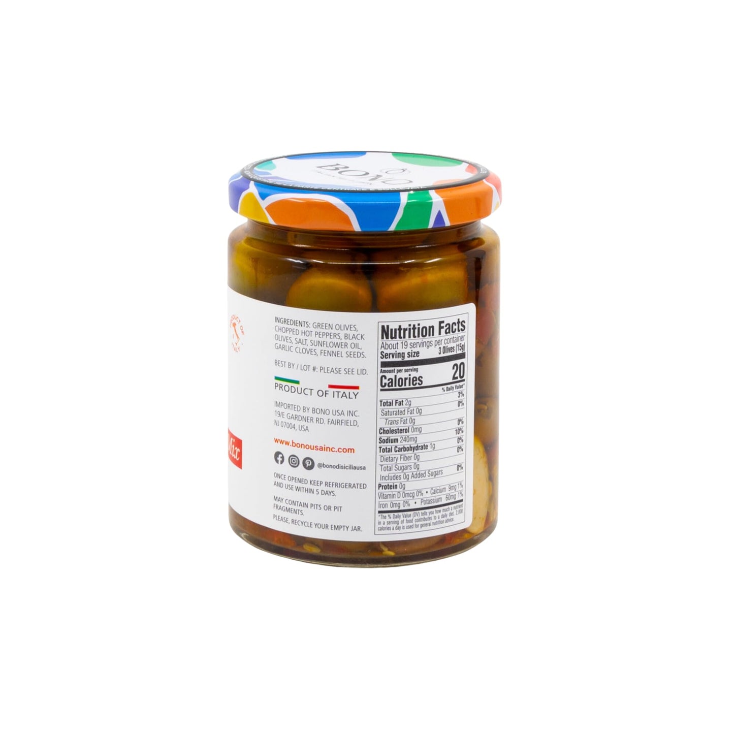 Bono Italian Gourmet Olives | Product Of Italy | All Natural | No Artificial Colors Or Dyes | Non-Gmo Verified, (Pack Of 2) (9.8