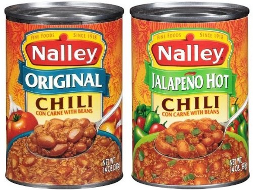 Nalley Original & Jalapeno Hot Chili Con Carne with Beans, 14-ounce Cans (Pack of 6)