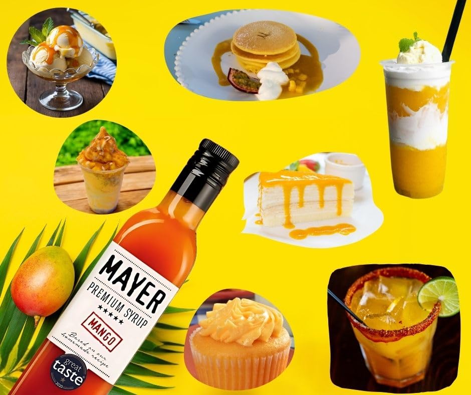 Mayer Mango Syrup for Drinks, Premium Fruit Syrup, 16.9 Fl Oz, No Artificial Flavor, Award Winning
