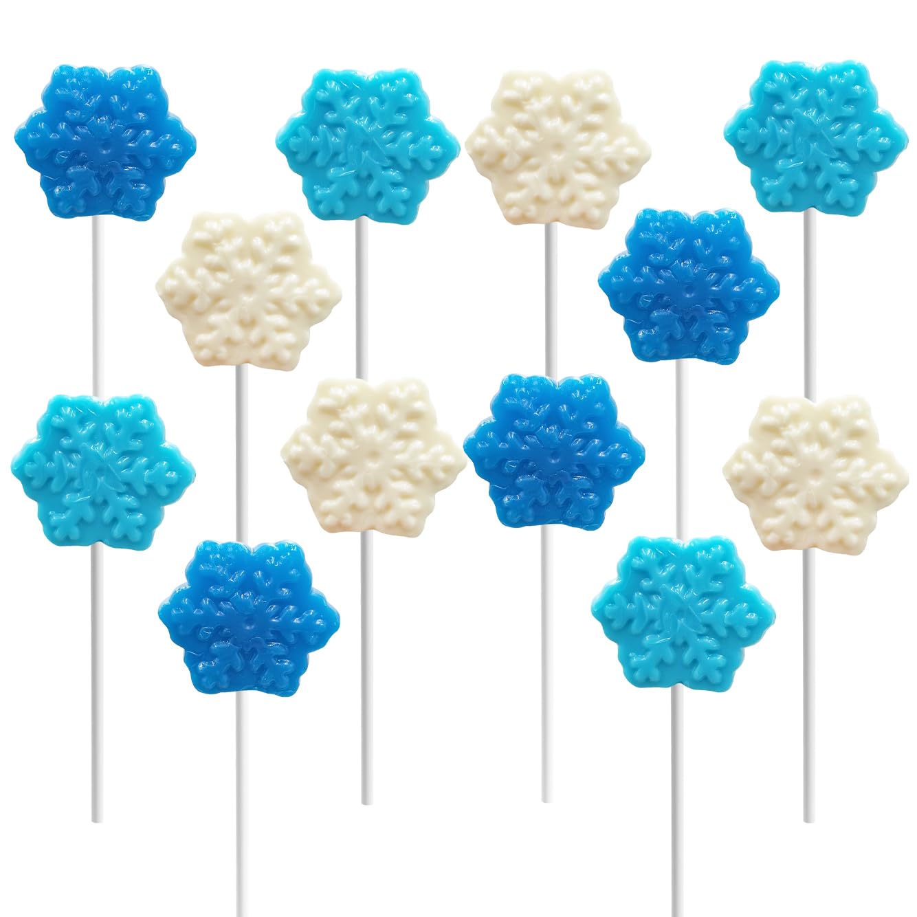 Fruidles Christmas Snowflake Candy Lollipops, Fruit-Flavored Chewables, 12-Pack