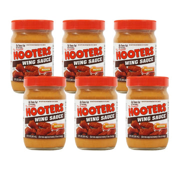 The Original Hooters Medium Wing Sauce - Restaurant-Quality Flavor - Ideal for Chicken Wings, Ribs, and Seafood (6 Pack)