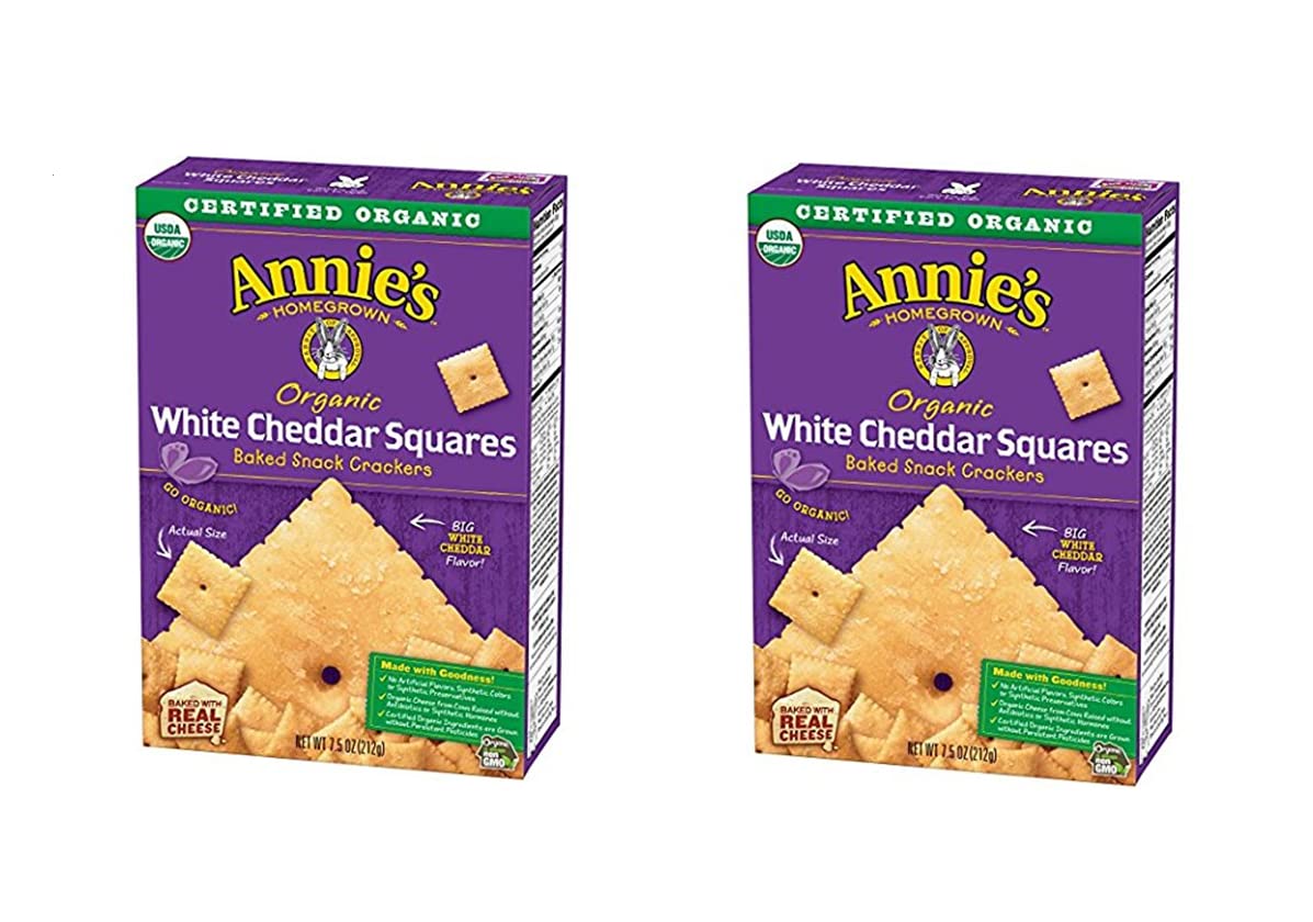 Annie'S Organic White Cheddar Squares Baked Snack Crackers 7.5 Oz. (Pack Of 2)2