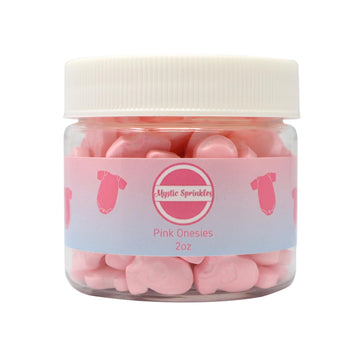 Mystic Sprinkles Baby Shower Themed Candy Shapes Sprinkles (Pink Onesies, 2Oz Jar)