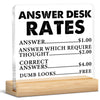 Funny Team Office Decor Gifts, Answer Desk Rates Desk Sign Cubicle Decor, Gag Gift Humorous Sarcastic Gifts for Coworker Teammat