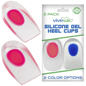 Vivesole Gel Heel Cups For Pain, Plantar Fasciitis (Pair) - Silicone Insert Pads For Relief, Heel Spurs, Shoes, Achilles Treatme
