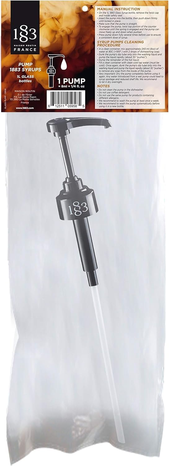 Syrup Pump For Glass Bottles - Gift Pack Of 2, 1L Pumps Compatible With 1883 Maison Routin