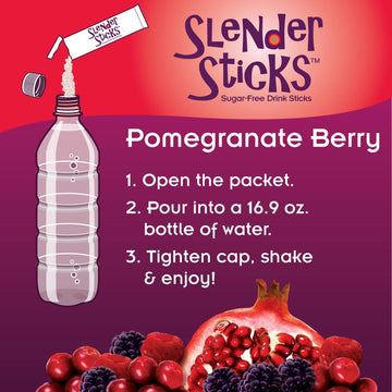 Now Foods, Slender Sticks, Pomegranate Berry, 15 Calories Per Stick, Refreshingly Delicious, With Antioxidant Vitamins A,C, E, 1