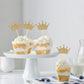 Crown Cupcake Toppers 48 Pcs Light Gold Glittery Princess Cake Picks For Baby Shower Birthday Party Decorations Supplies