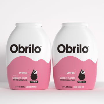 Obrilo Water Enhancer Liquid Flavoring Drops - Zero Sugar, Naturally Flavored, 2 Fl Oz (Pack of 2) - Lychee Flavor