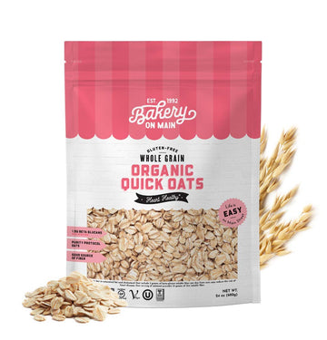 Bakery On Main Organic Oats - Gluten Free Organic Quick Oats - Non-Gmo, Preservative-Free Organic Quick Oats For Breakfast, Baking - 24Oz Bag (Pack Of 2)
