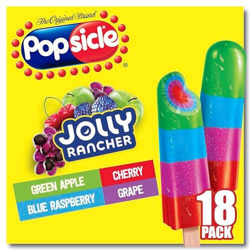 Popsicle JOLLY RANCHER Ice Pops 18 Count Candy Flavor Ice Pop For a Frozen Dessert Frozen Ice Pops With Only 35 Calories 29.7 oz