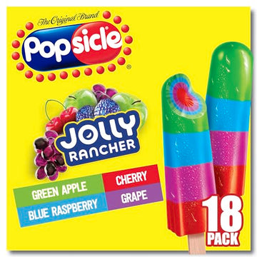 Popsicle JOLLY RANCHER Ice Pops 18 Count Candy Flavor Ice Pop For a Frozen Dessert Frozen Ice Pops With Only 35 Calories 29.7 oz