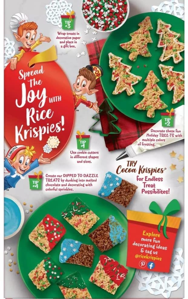 Rice Krispies Breakfast Cereal, Christmas Pack, Family Size, Original with Holiday Colors, 12oz Box (1 Box)