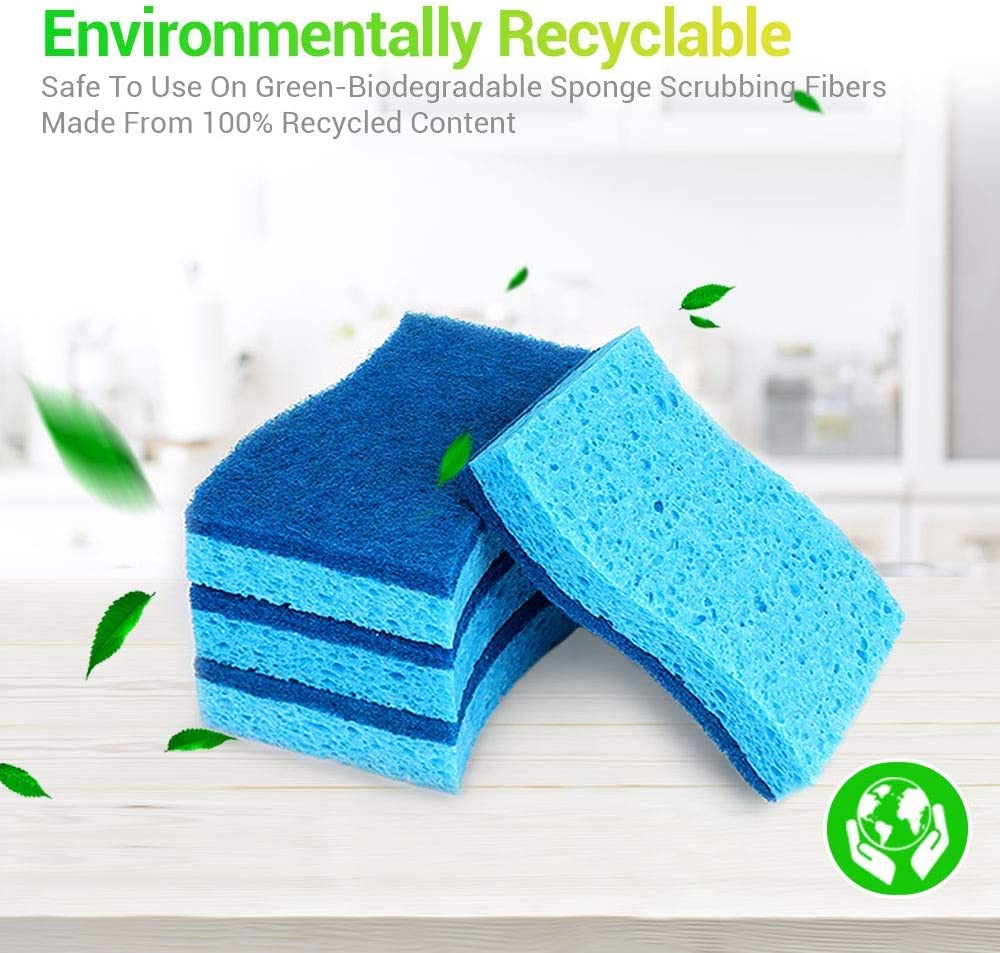 Aidea-Brite Non-Scratch Scrub Sponge-12Count, Sponges For Dishes, Cleaning Sponge, Cleans Fast Without Scratching, Stands Up To
