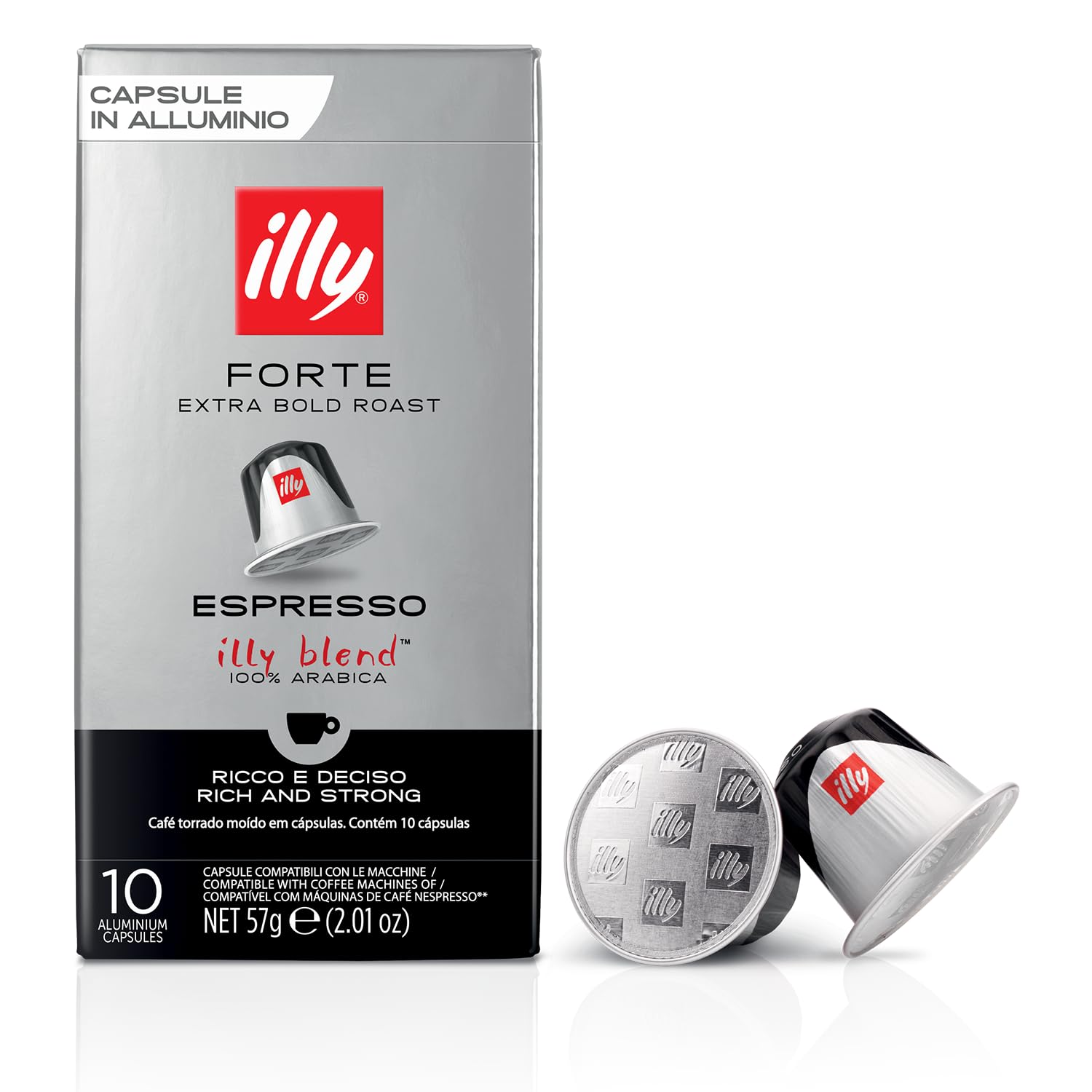 Illy Espresso Compatible Capsules - Forte Extra Bold Roast - 10 Count - For Nespresso Coffee Machines